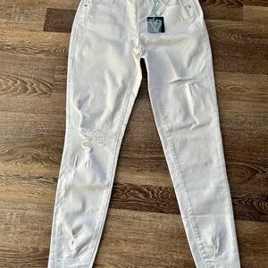 LulaRoe Simply Comfortable Skinny Fit Distressed White Jeans NWT Size 26